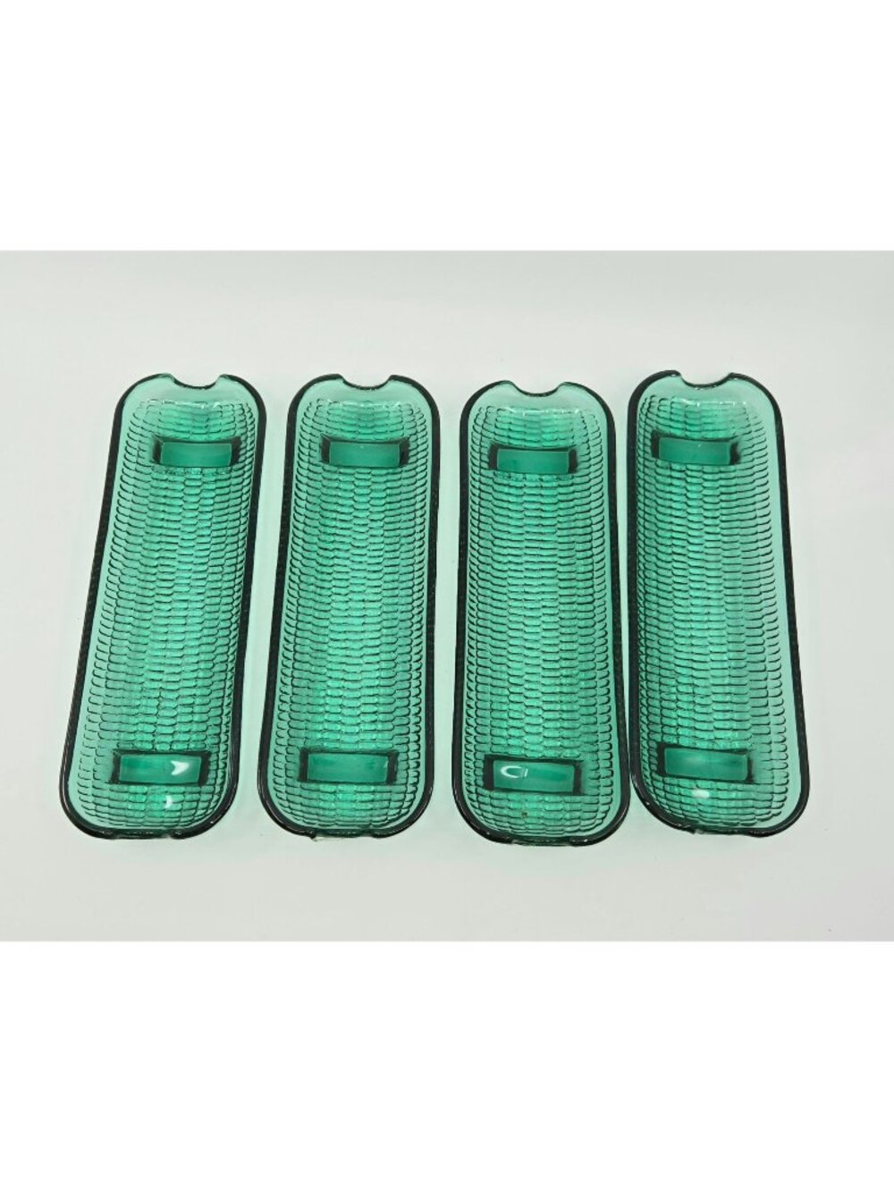 Indiana Glass Spruce Green Corn Cob trays, Corn holder dishes, Set of 4  Excelle